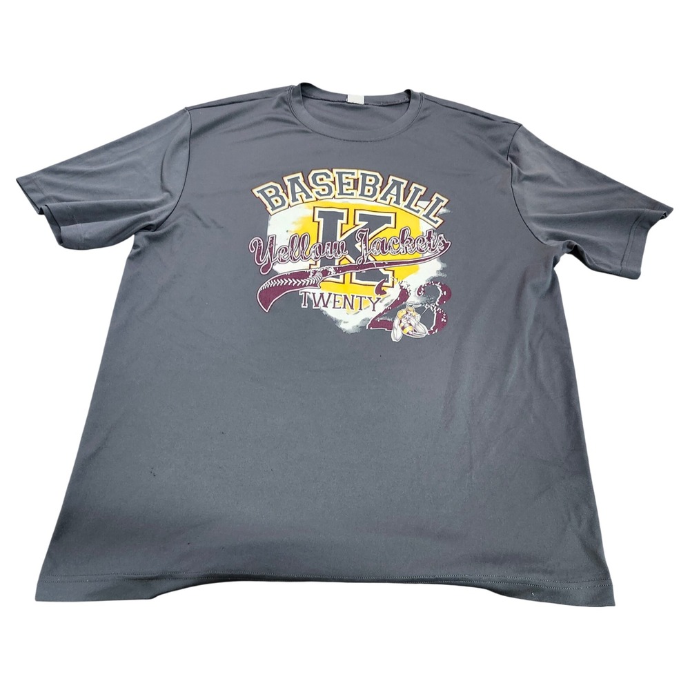 YELLOW JACKETS BASEBALL MENS XL GRAY SPORT T-SHIRT SPORT-TEK EUC